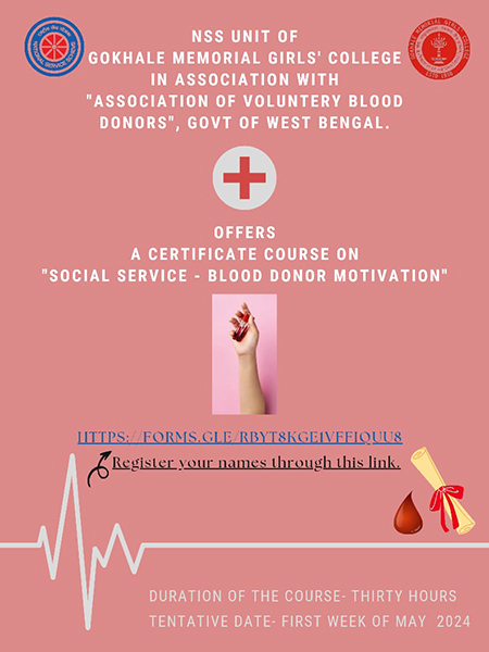 Certificate Course on "Social Service - Blood Donor Motivation"